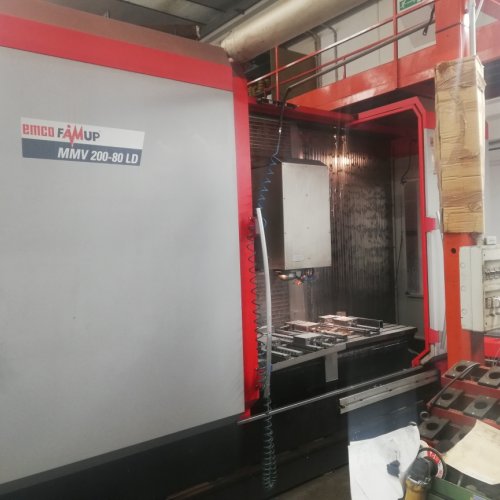 machining center vertical spindle EMCO FAMUP A MONTANTE MOBILE MOD. MMV 200-80LD